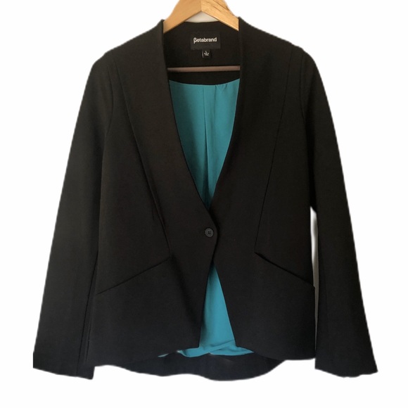 Betabrand Jackets & Blazers - Betabrand Collarless Yoga Black Career Blazer L